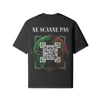 T-shirt GLOBE noir dos avec design globe et QR code