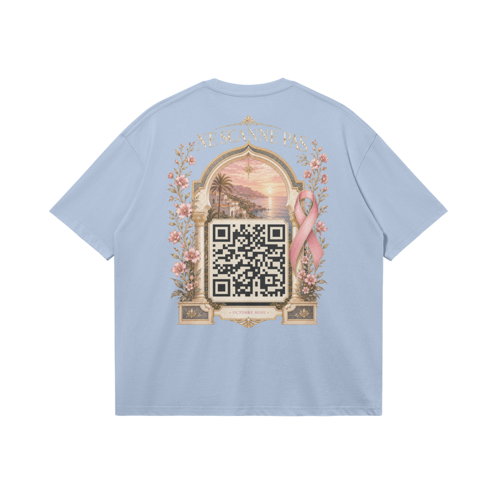 T-shirt Octobre Rose bleu clair dos en situation