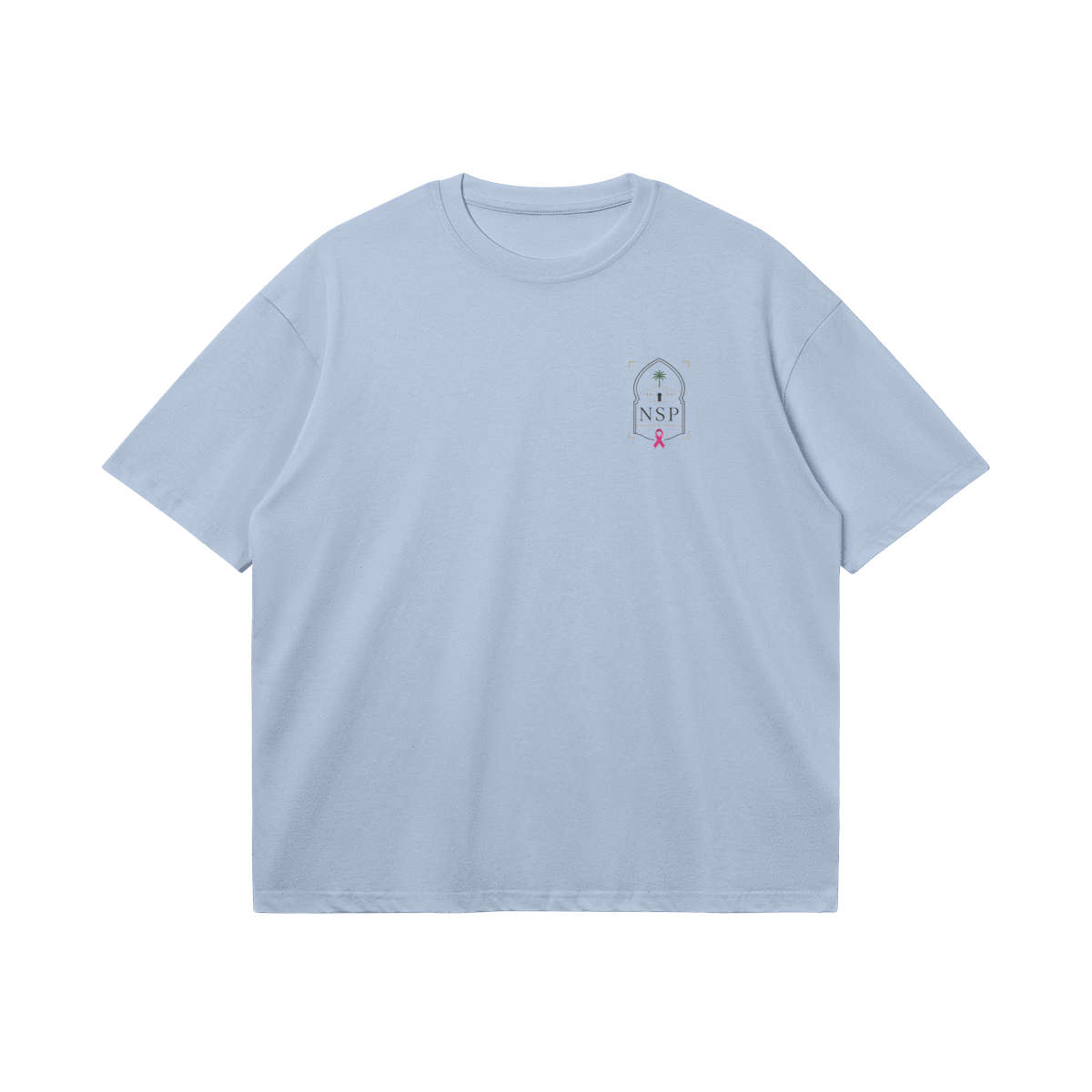 T-shirt Octobre Rose bleu clair face avant en situation