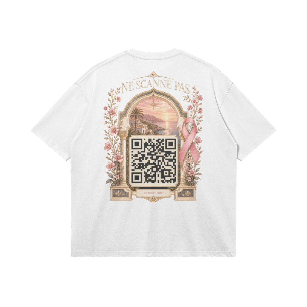 T-shirt Octobre Rose blanc dos en situation