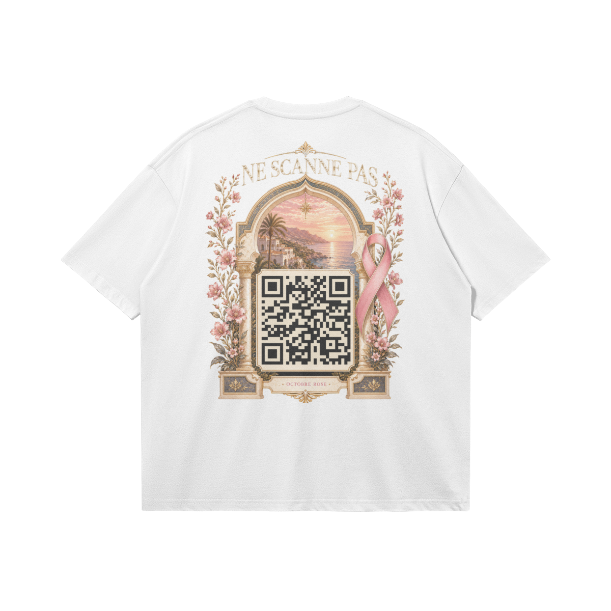 T-shirt Octobre Rose blanc dos en situation