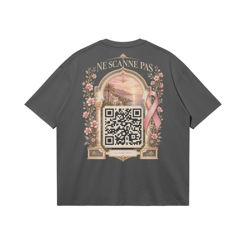 T-shirt Octobre Rose gris graphite dos en situation