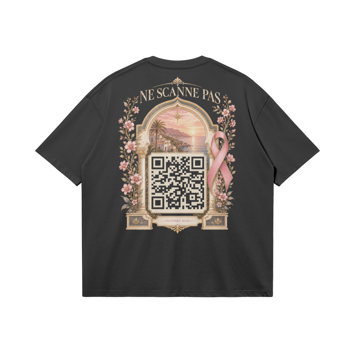 T-shirt Octobre Rose noir dos en situation