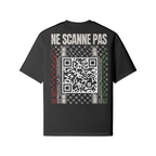 Keffiéh Boxy dos noir avec QR code et motif keffieh