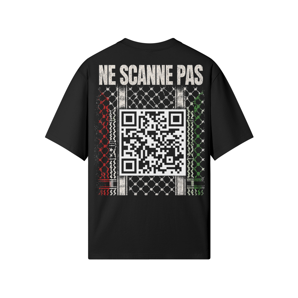 Keffiéh Classique dos noir avec QR code et motif keffieh