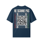 Keffiéh Classique dos bleu indigo avec QR code et motif keffieh