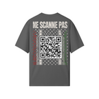 Keffiéh Classique dos gris carbone avec QR code et motif keffieh