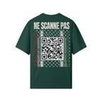 Keffiéh Classique dos vert foncé avec QR code et motif keffieh